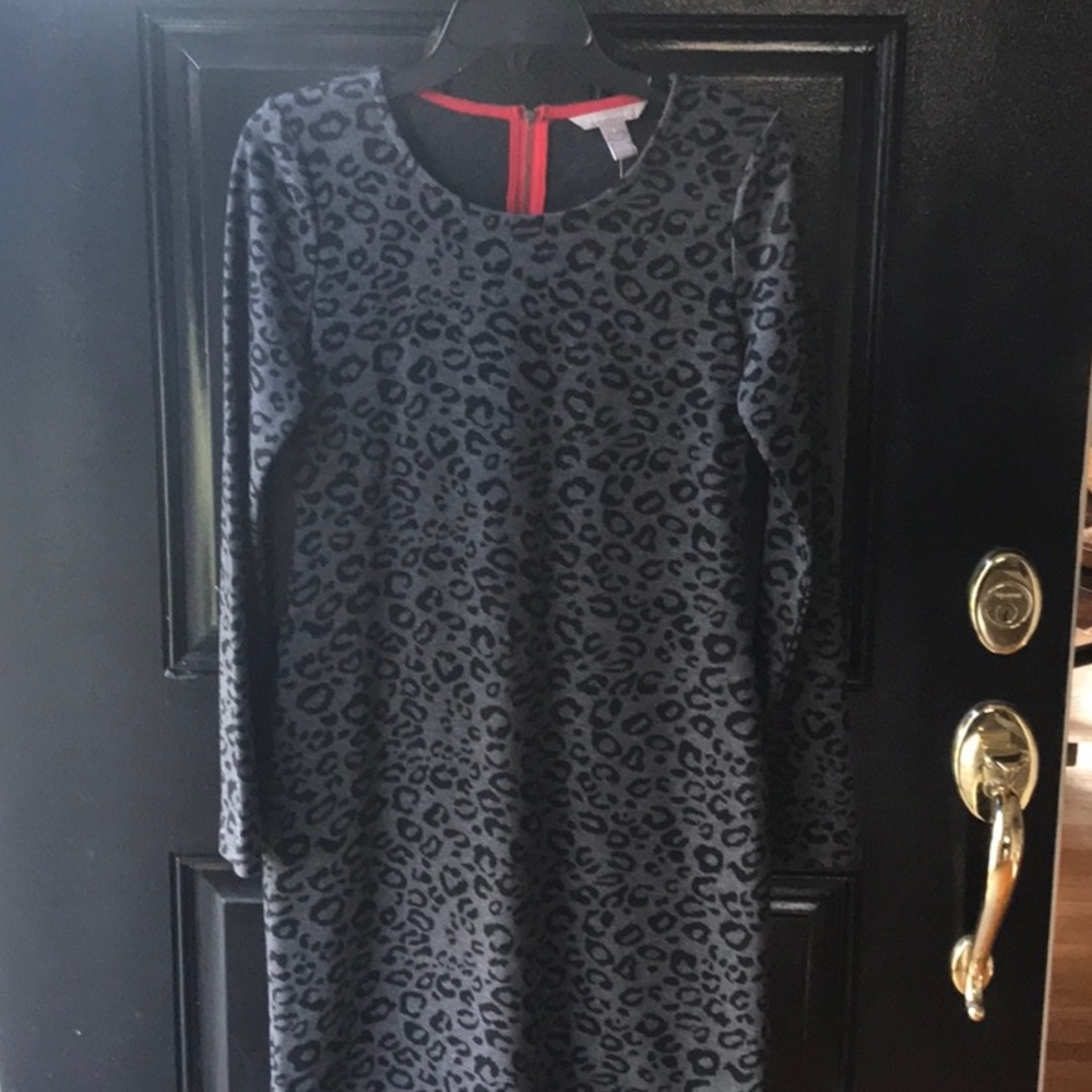 Banana Republic Gray and Black leopard print dress